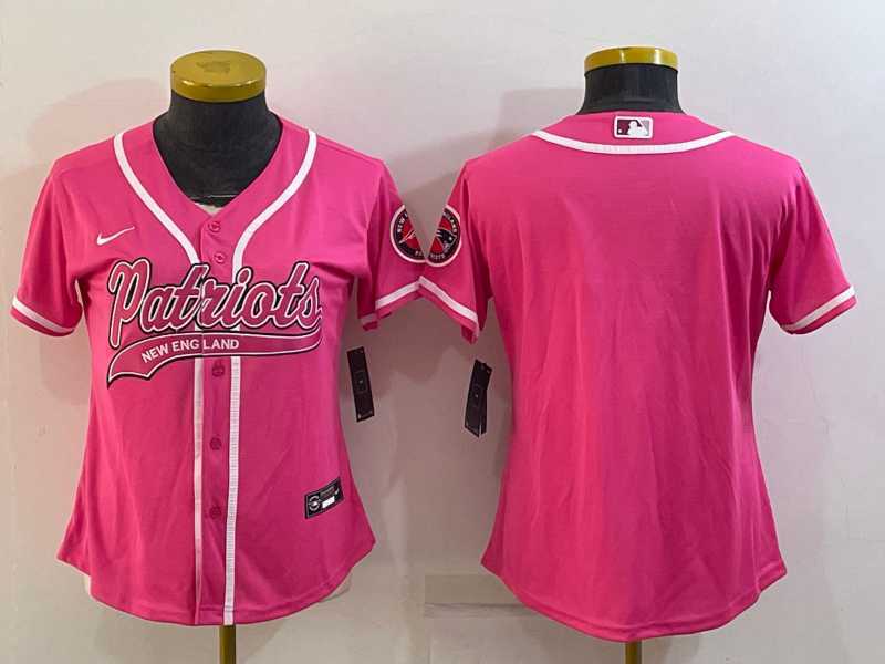 Women%27s New England Patriots Blank Pink With Patch Cool Base Stitched Baseball Jersey->women nfl jersey->Women Jersey